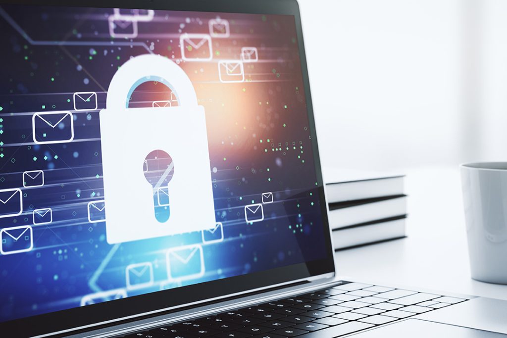 Sending mail securely online through a laptop