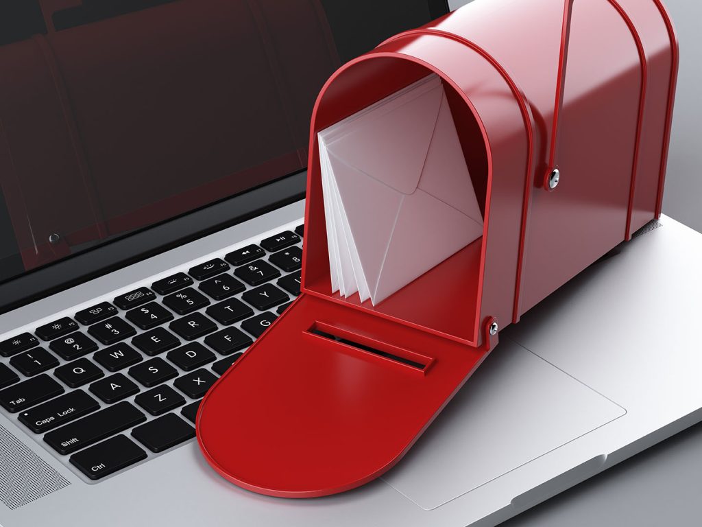 Routing print mail to email delivery, from mailbox to inbox on laptop